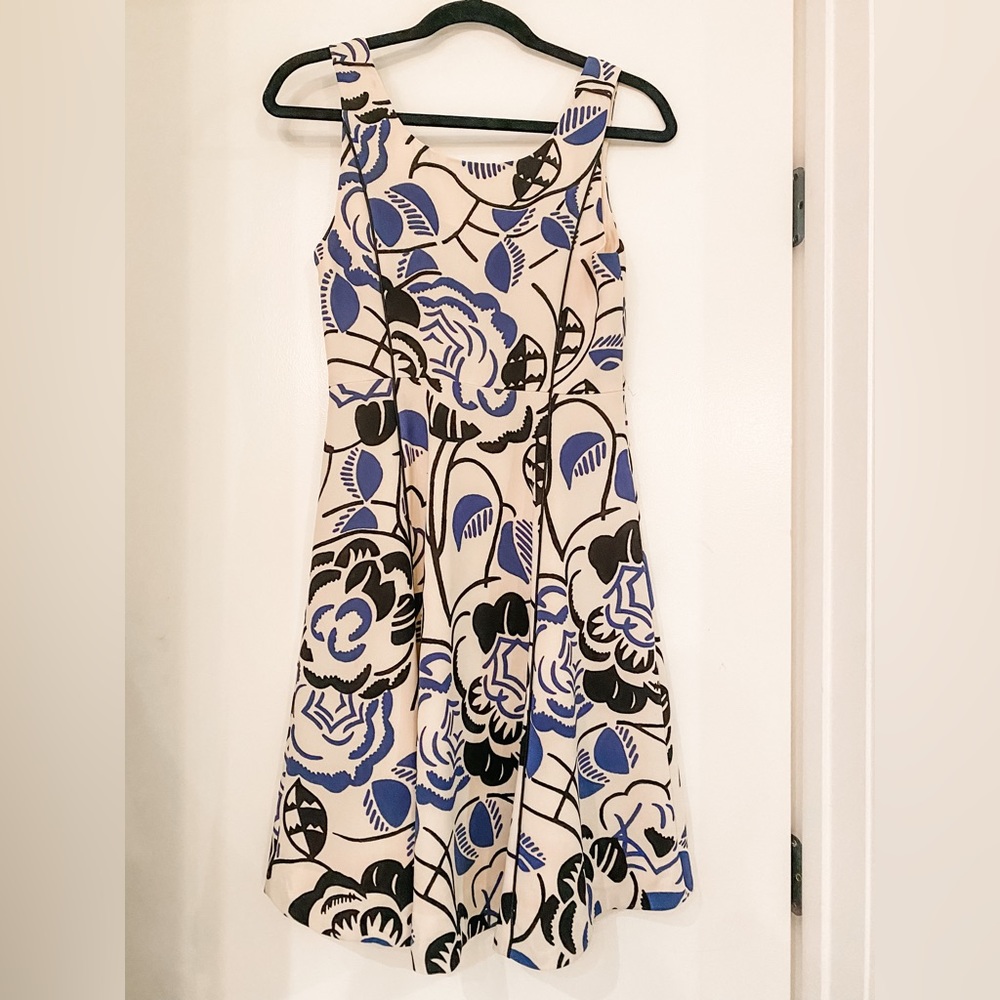 Vanessa Virginia ANTHROPOLOGIE Blue, black, and ivory flared sheath dress - Picture 2 of 8